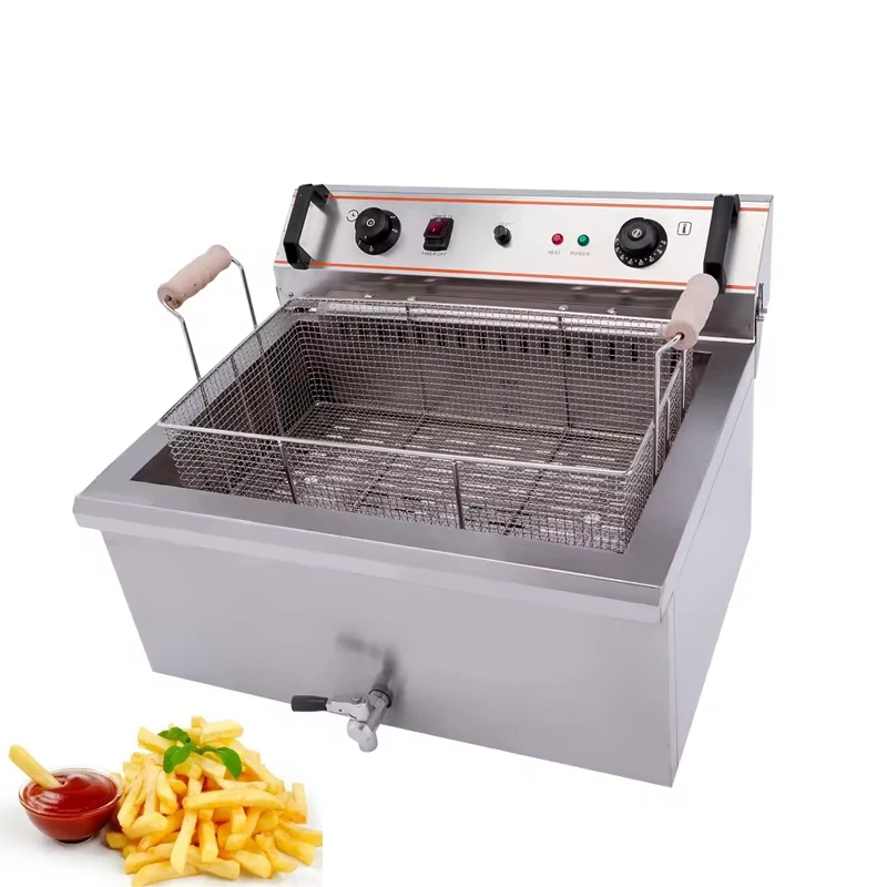 Commercial Luxury Hot Dog Fried Machine Desktop Single Tank Electric Fryer Chicken Meat Donut Fryer Restaurant Home Equipment