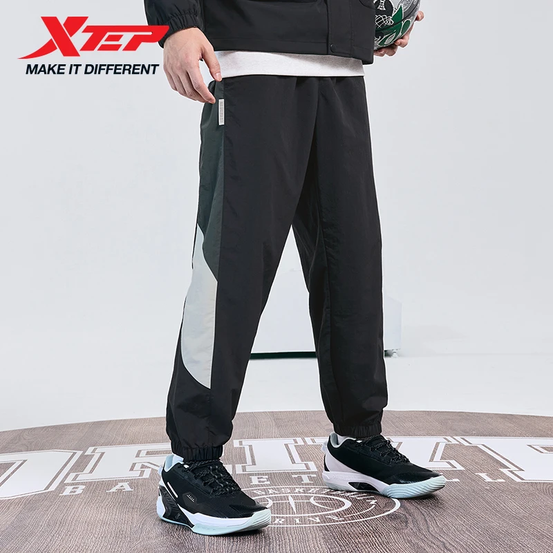 คร็อปแพนท์ Xtep สำหรับผู้ชายกางเกงบาสเก็ตบอล, กางเกงลำลองทรงหลวมระบายอากาศได้ดีสำหรับ2024ฤดูใบไม้ร่วง876329690054