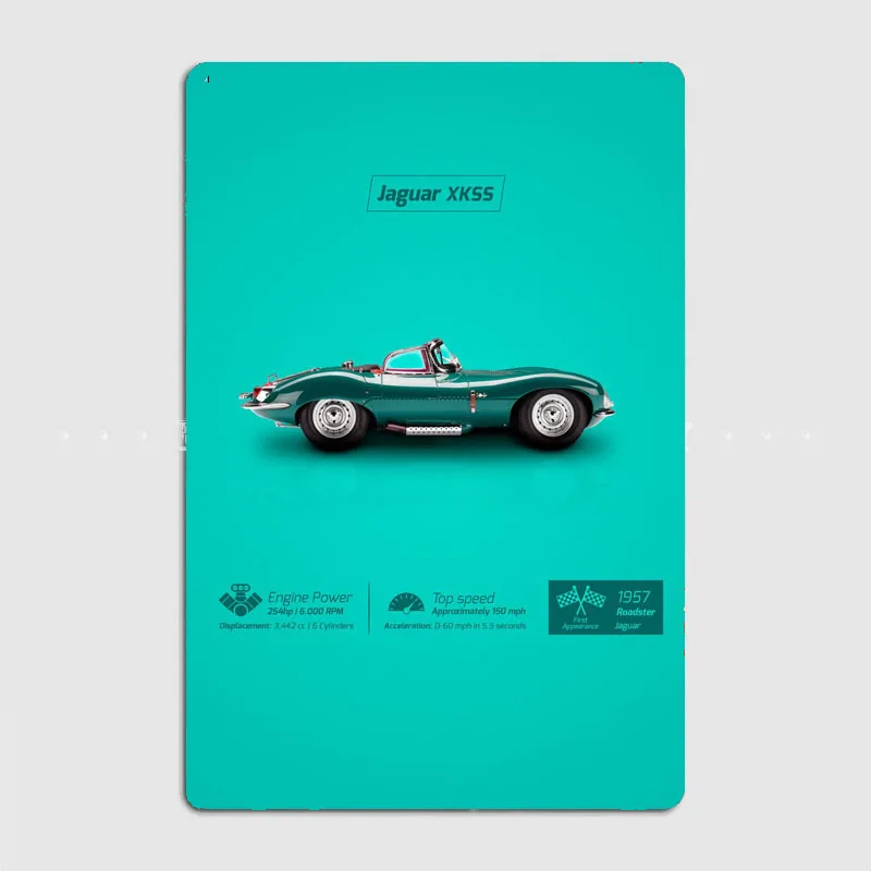 Classic Car Supercar XKSS Posters Metal Sign Poster Automobile Club Garage Kitchen Room Decor Custom Tin Vintage Home Decor