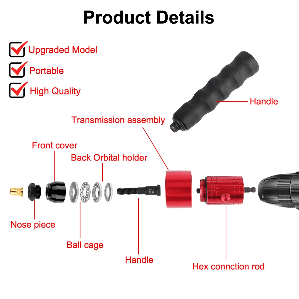 FAI DA TE Casa Dado Rivettatrice M3 M4 M5 M8 Elettrico Rivetto Dado Pistola Convertitore di Grado Industriale Plug-in Dado Strumento di Rivettatura Rapida