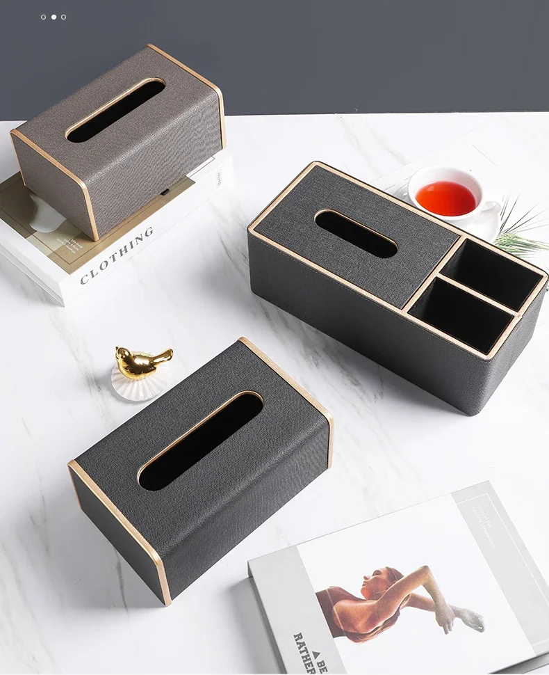 Leather Tissue Box Office Storage Organizer Living Remote Control Storage Box Dressing Table Cosmetics Jewelry Makeup Container