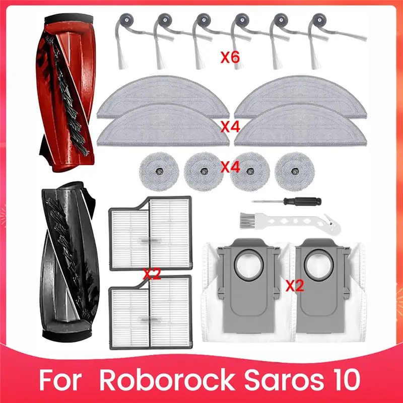 

A24F-Accessory Set For Roborock Saros 10 Robot Vacuum Cleaner Main Side Brush Hepa Filter Mop Cloth Dust Bags Accessories