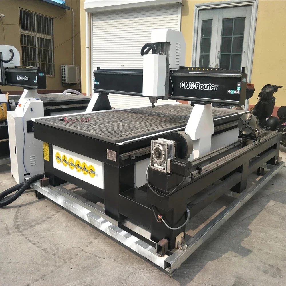 ¡Gran exportación! Máquina tallado madera 1325BR, enrutador CNC de 4 ejes para madera, acrílico, aluminio, máquina grab