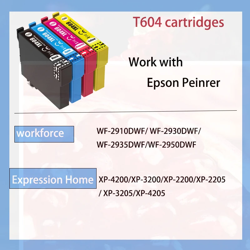 Compatible 604XL T604XL T604 604 Ink Cartridge for Epson XP-2200 2205 3200 3205 4200 4205 WF-2910 2930 2935 2950DWF Printer