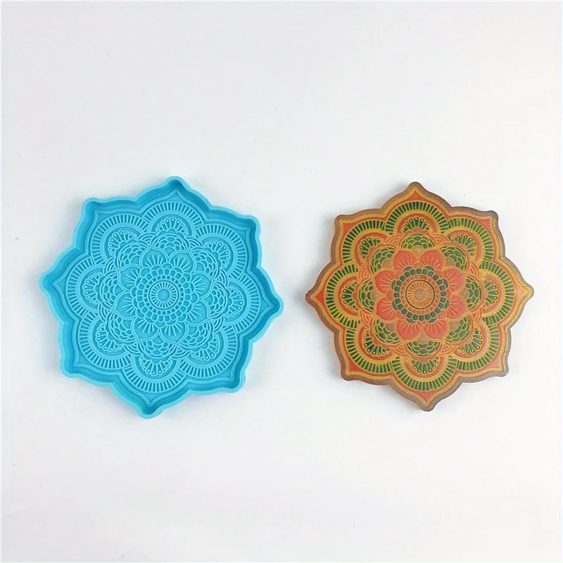 Mandala Coaster Silicone Mold Round Tray Cup Mat Epoxy Resin Casting Mould for DIY Resin Crafts Home Decoration Making Tools view 3