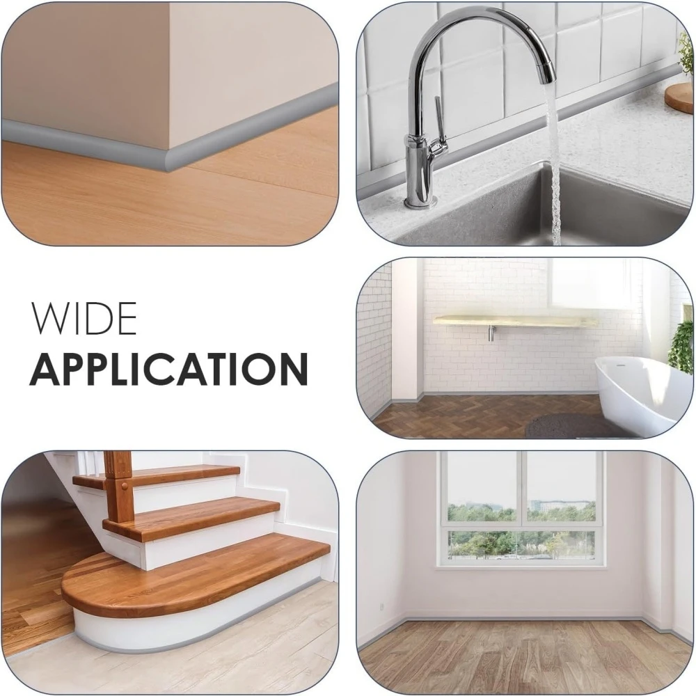 1 قطعة 39.37in/118.11in/236.22in رمادي مرن ربع مستدير صب قشر تقليم صب على الوجهين ذاتية اللصق جدار الزاوية