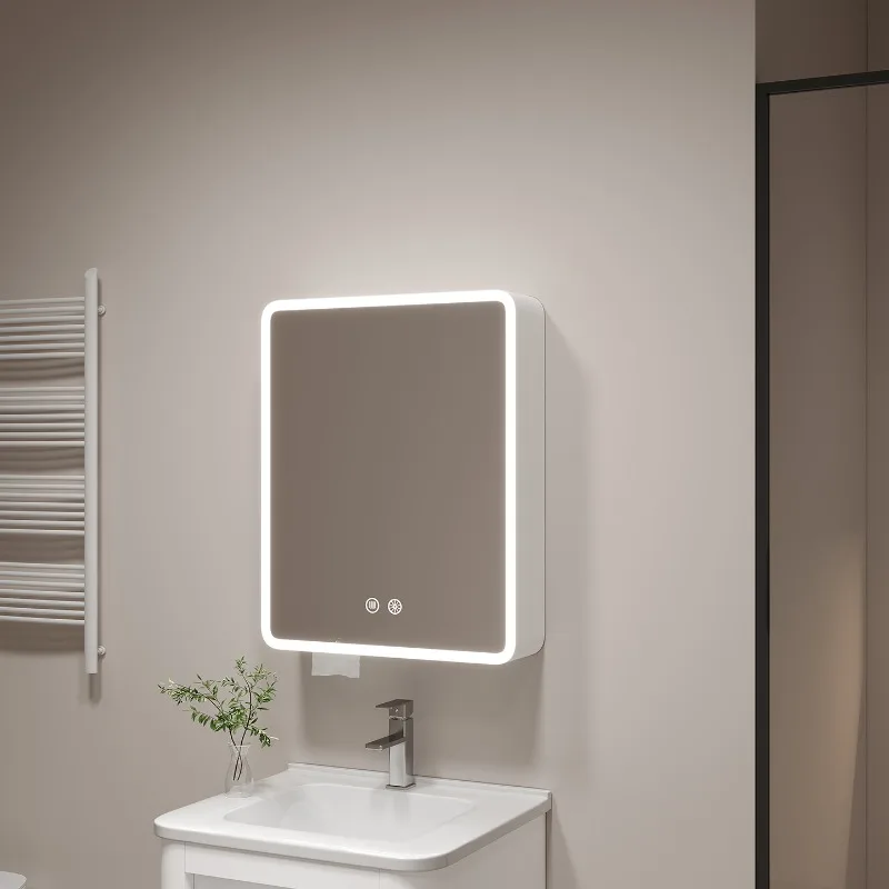 ‌Smart Corner Round Space Aluminum Mirror Cabinet, Wall Mounted Bathroom Storage with Shelves,Medicine Cabinet  Vanity Organizer image 6