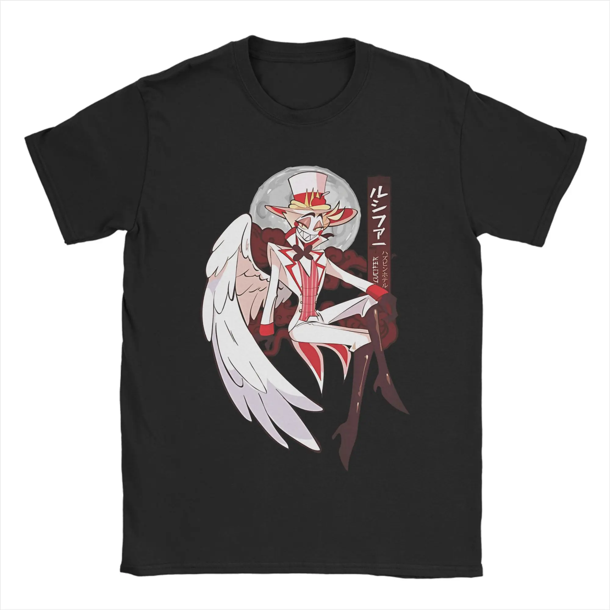 Men's Hazbins Hoteling T Shirt Lucifer Winged 100% Cotton Clothing Casual Short Sleeve O Neck Tees Big Size T-Shirts