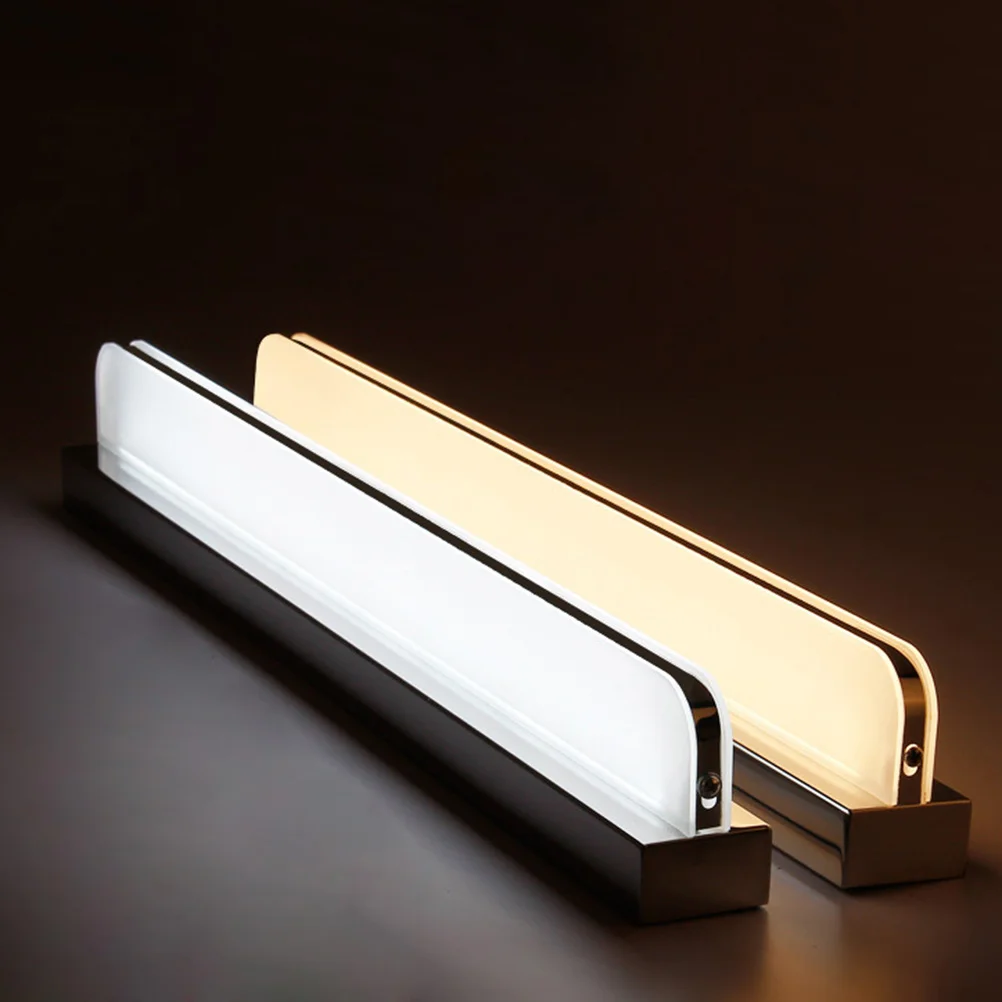 Luz frontal de espejo Led, lámpara acrílica plateada blanca cálida de 42Cm y 7W para baño, dormitorio, armario de maquillaje, montaje en pared, Pc de acero inoxidable