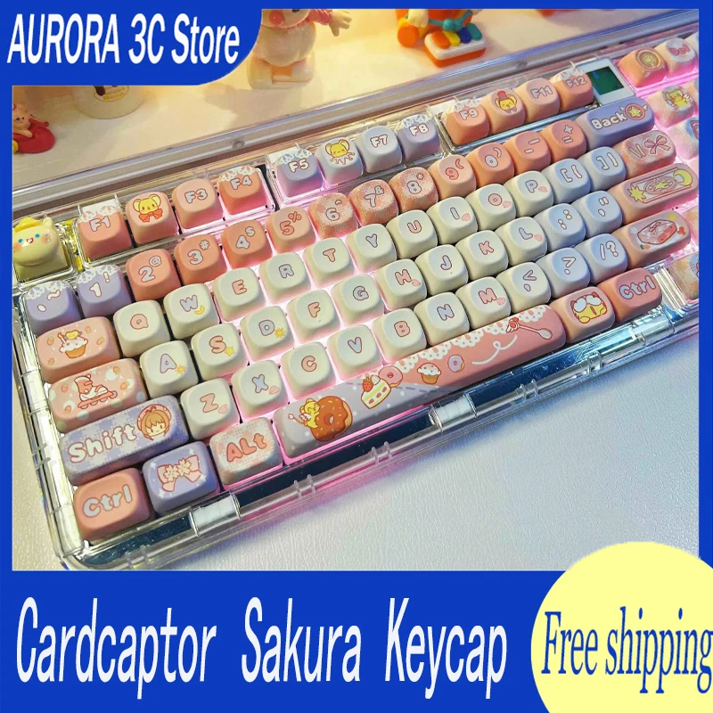 

Cardcaptor Sakura Keycap 142 Keys Moa Cherry Pbt Sublimation Anime Cartoon Custom Keycaps Pc Accessories For Mechanical Keyboard