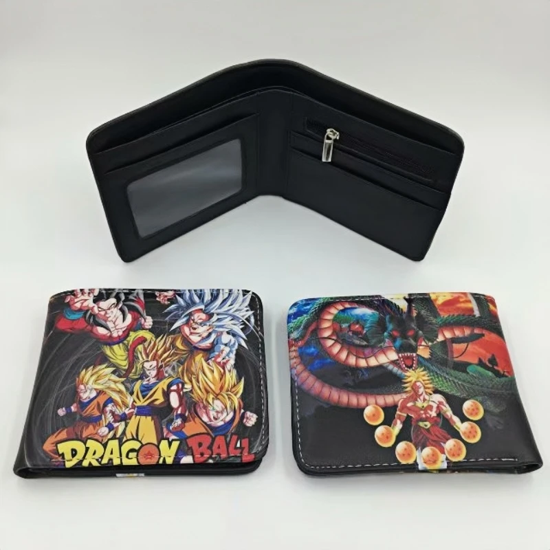 Anime Dragon Ball Son Goku Portafoglio PU Portamonete impermeabile Portamonete portatile pieghevole fresco multifunzionale Portamonete regalo
