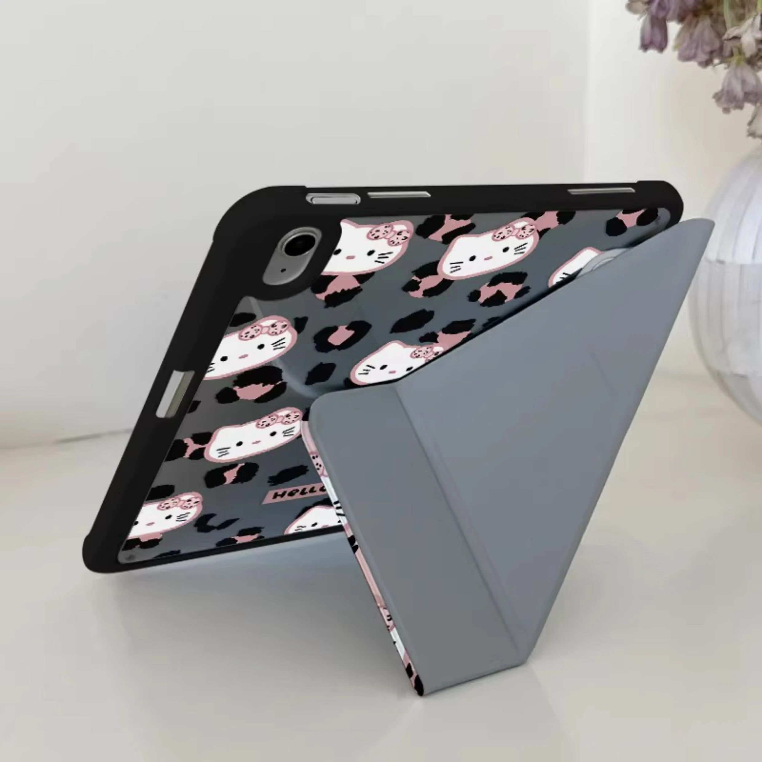 حافظة هالو كيتي آي باد ميني 7 اللوحي 2025 آيباد 9/11 الجديدة المضادة للانحناء أكريليك الهواء 6/5 نمط مزدوج الجوانب 10.2 مع فتحة قلم رصاص برو 13