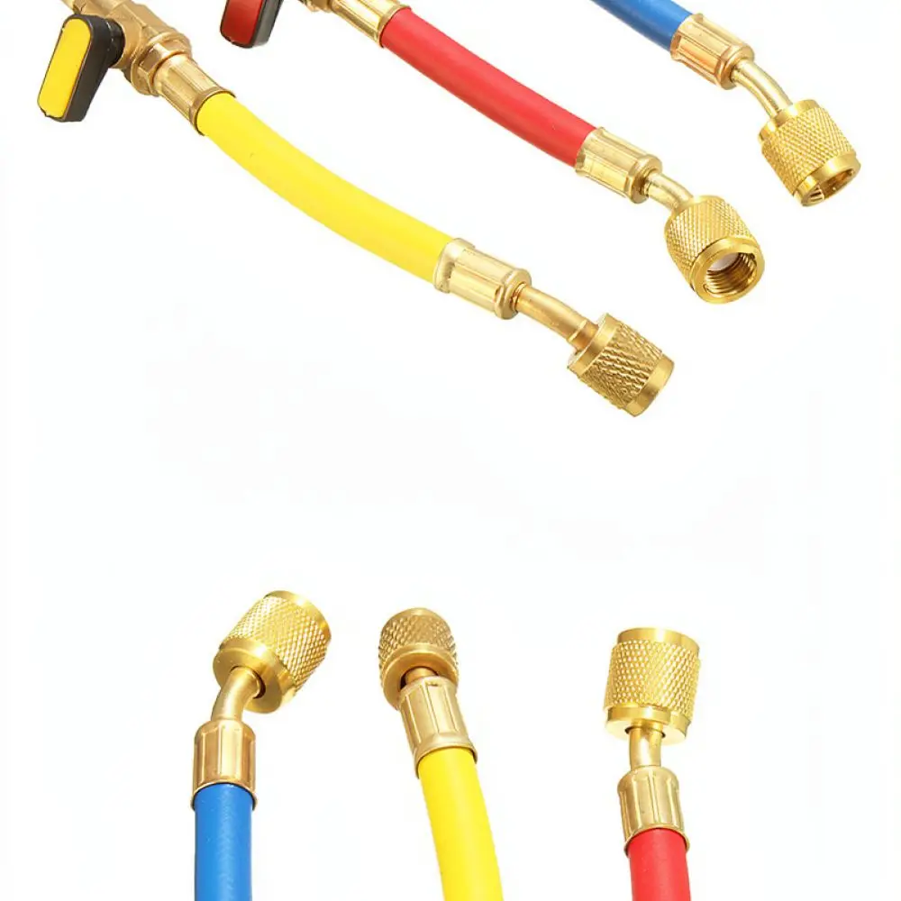 For Iniweli Car AC Charging Pipe 1/4 Inch Female To Male Hose With Integrated Ball Valve Refrigeration Tool Kit