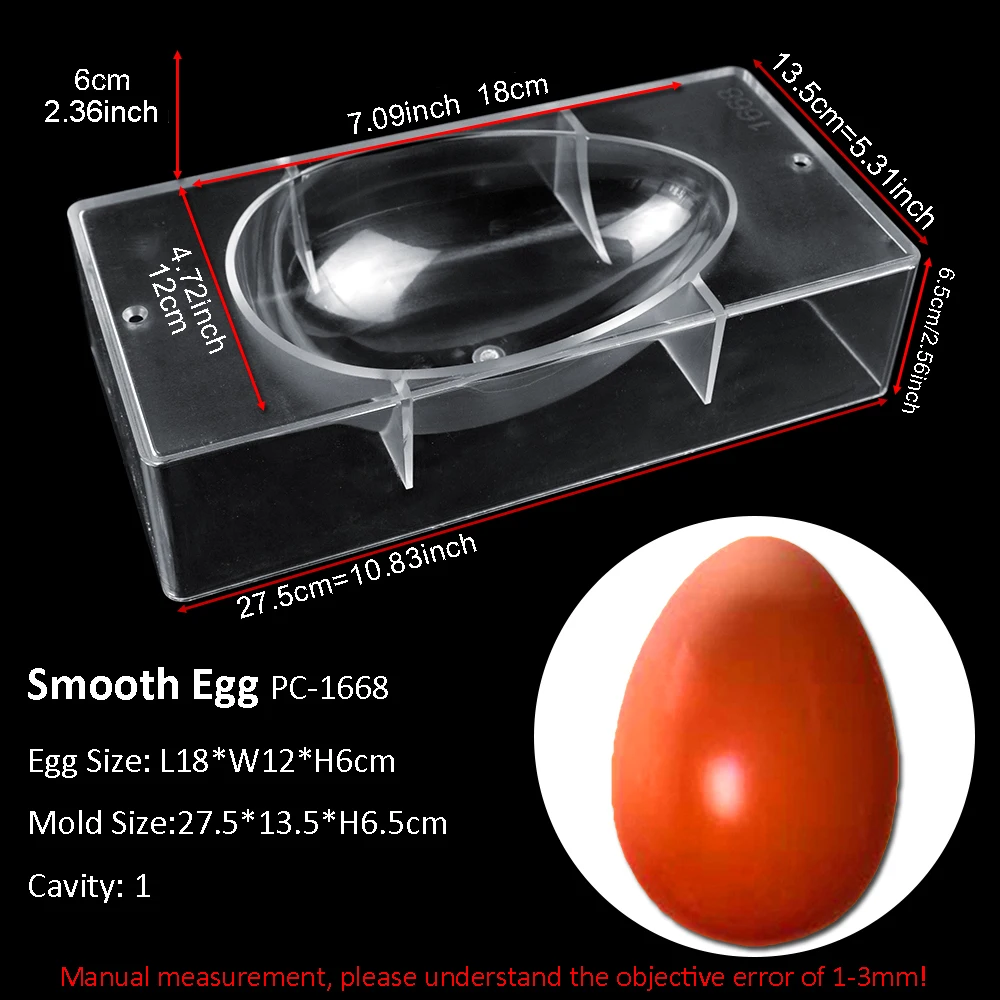 Large Easter Egg 3D Chocolate Mold Polycarbonate Chocolate Bonbons Candy Mould Confectionery Baking Pastry Tools