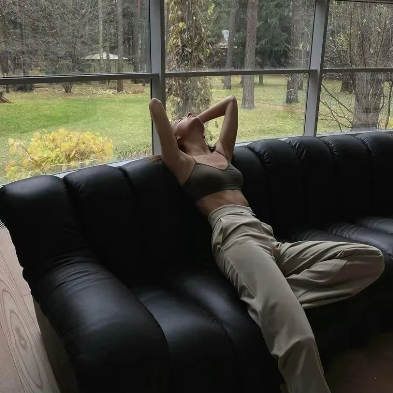 Sofá serpiente, sofá de piel de microfibra, sofá módulo curvo