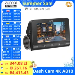 70mai 4K Dash Cam A810 HDR Built-in GPS ADAS 24H Parking 4G Compatible Car DVR 70mai A810