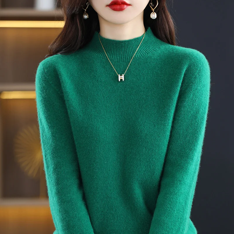 100% Wool Knitting Pullovers Hot Sale Women Sweaters 2022 Winter Autumn Full Sleeve Jumpers Woolen Female Multiple Colors Clothe