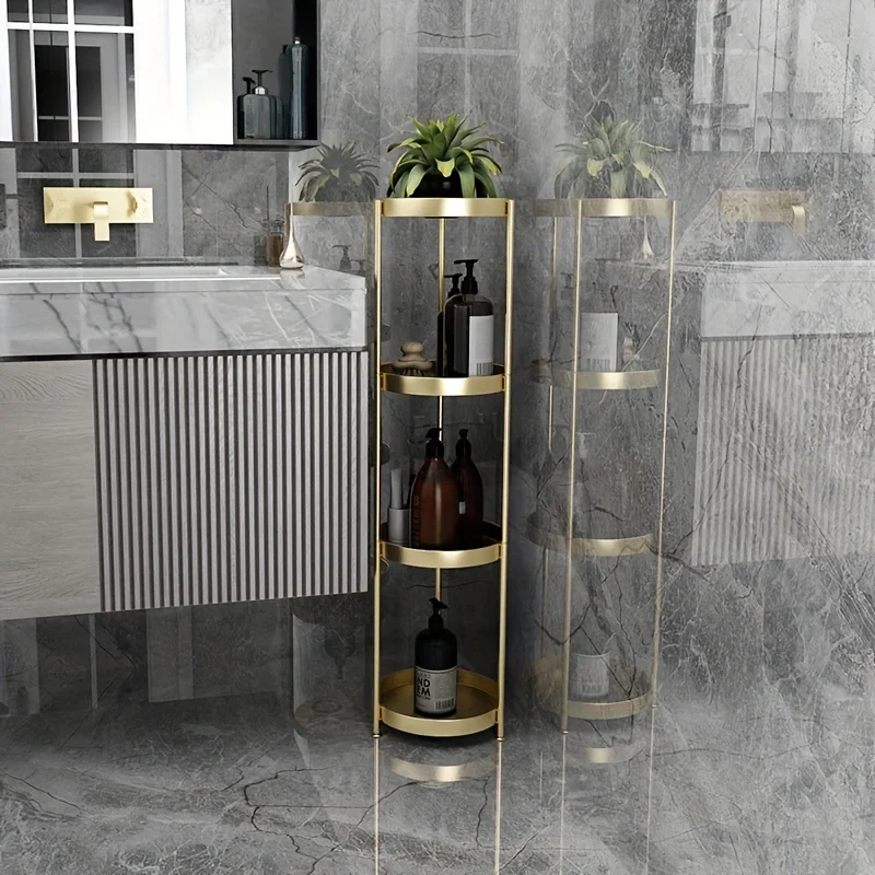 Elegantes Badezimmer-Aufbewahrungsregal aus Eisen, Schrank, Küche, Eckregal und Wohnzimmer – künstlerischer Home-Organizer