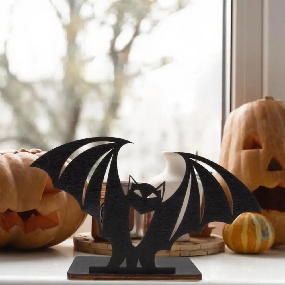 Small Tea Candle Holders Halloween Bat Ornaments Halloween Bat Ornament Solid Wood Tea Candle Holder Spooky for Electronic