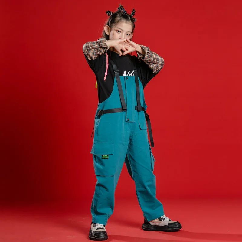 Boys Hip Hop Baggy Overalls Girls Cargo Pants Kids Dungaree Joggers Child Loose Jumpsuit Street Dance Romper Teen Streetwear