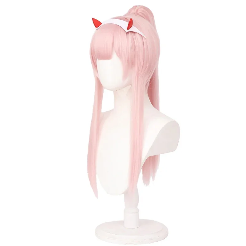 DARLING in the FRANXX Code 02 Peluca de Cosplay cola de caballo Zero Two traje de baño largo recto rosa peinado de natación pelucas de pelo sintético