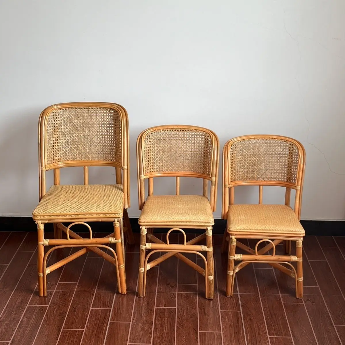 DSA Home Back Chair Small Stool Hand Braided Leisure Rattan Chair Home Balcony