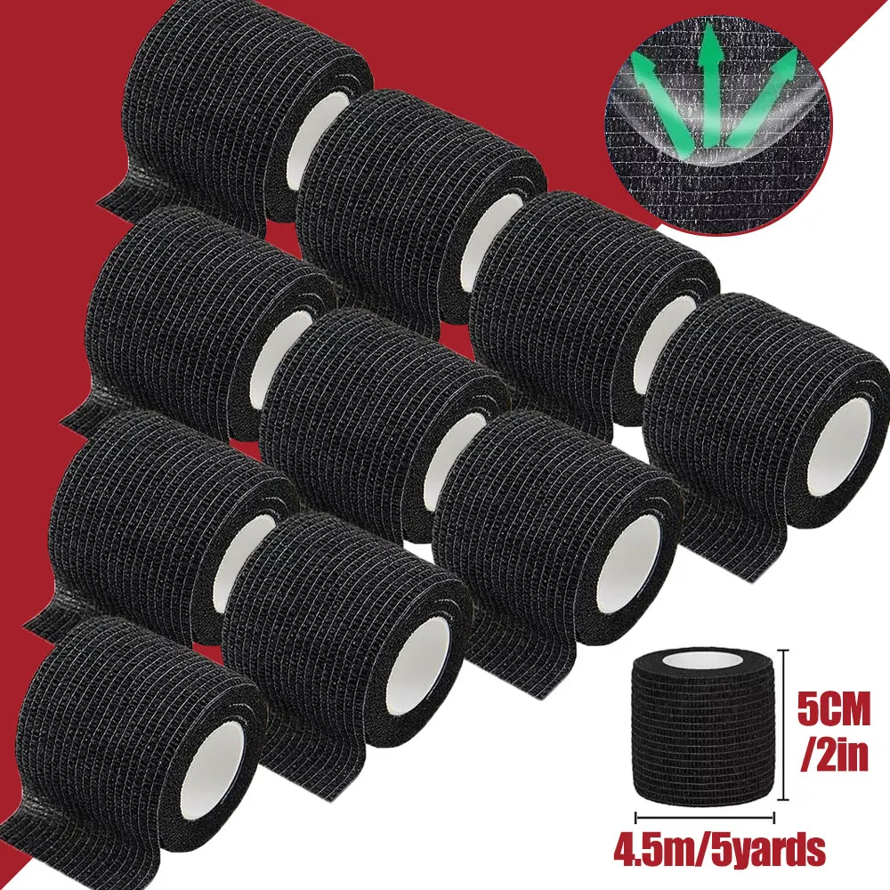 

48/24/12/6/3PCS Black Tattoo Grip Tape Bandage Cover Wraps Self-Adhesive Elastic Bandage Finger Protection Tattoo Accessories