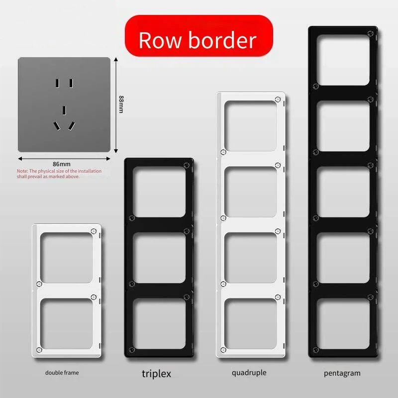 

86 Type Switch Socket Conjoined Panel Bottom Box Household Junction Panel Switch Frame Repairer - White Black Gray