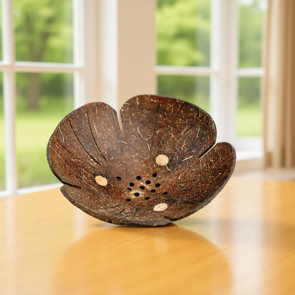 

Coconut Shell Holder Flower-Shaped Drain Tray Bathroom Organizer Soap Storage Rack Household Soap Container For Home Use