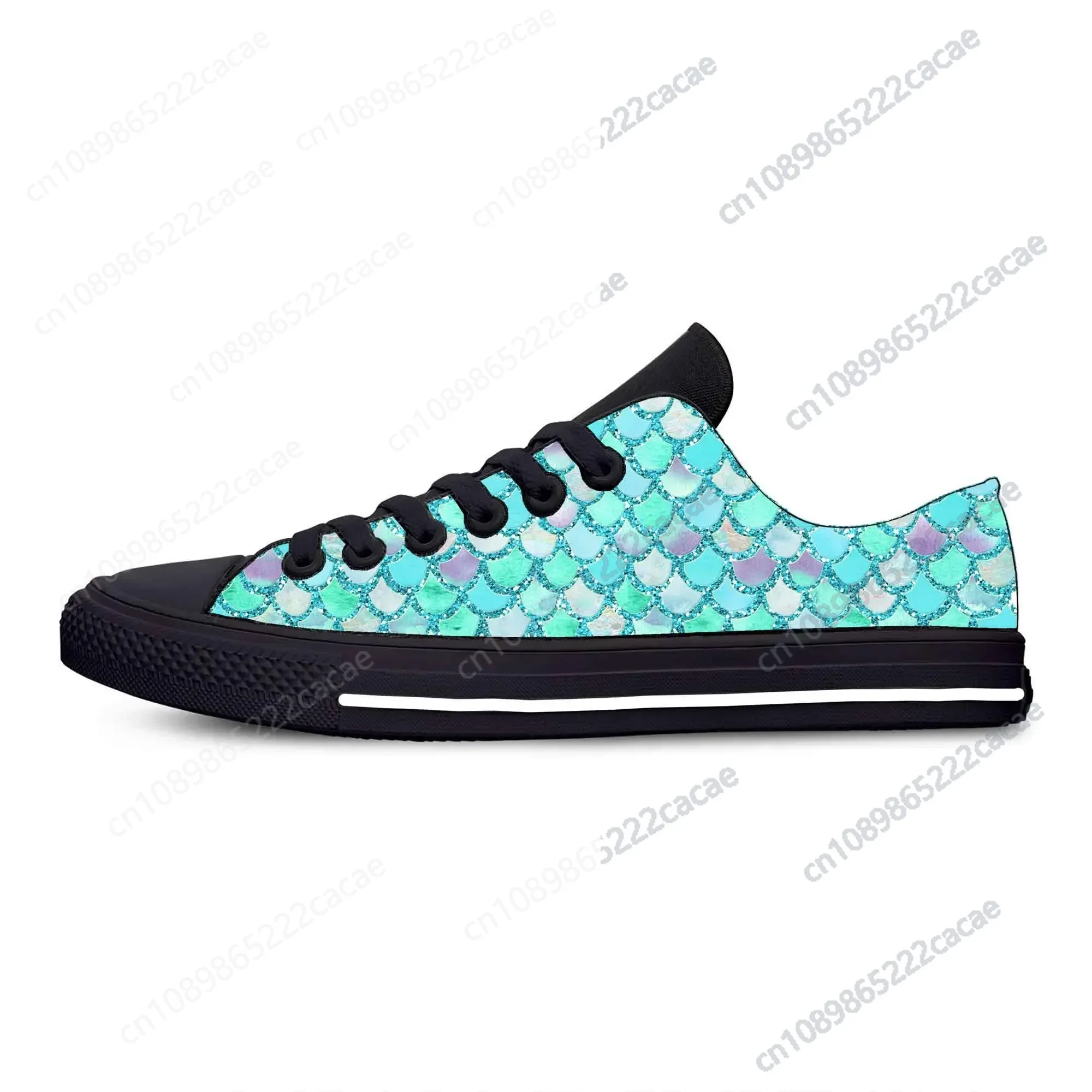 Mermazing Mermaid Fish Scales Scale Wave Japanese Casual Cloth Shoes Low Top Comfortable Breathable 3D Print Men Women Sneakers