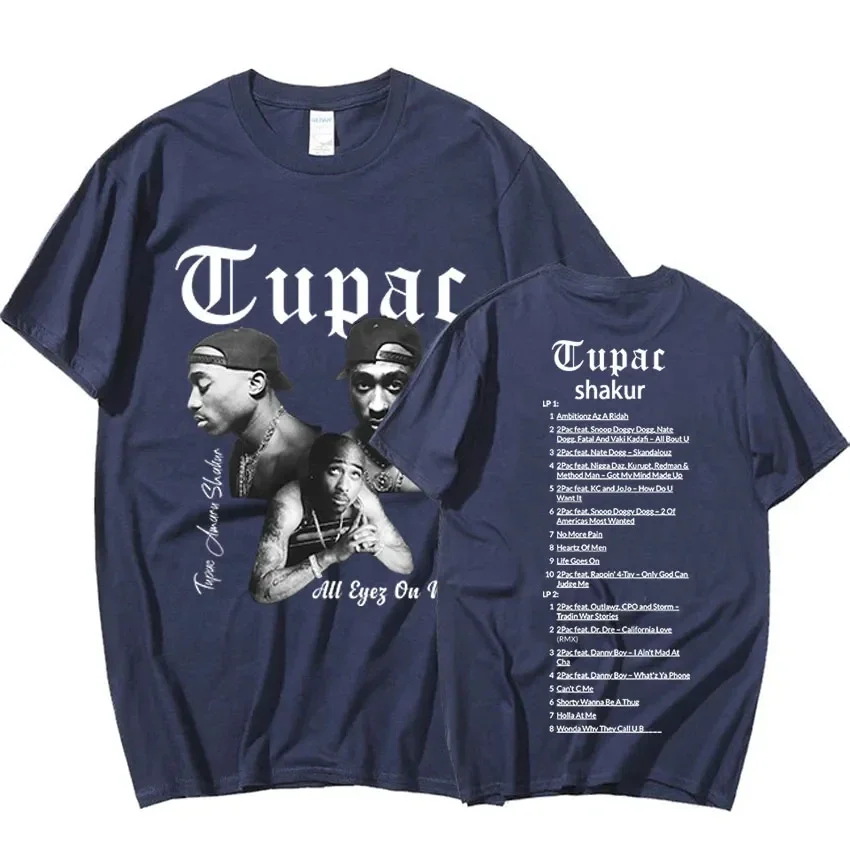 Male and female hip hop rapper Tupac t-shirt, 3D printing, personality, short sleeve tops, oversized, O Neck, unisex clothes, 2p