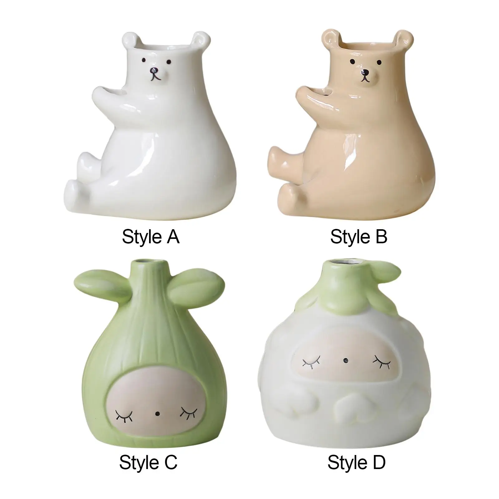 Porcelain Balcony Flower Pot Cartoon Planter Sculpture Desk Artwork Plant Holder Desk Ornament for Dining Table Versatile
