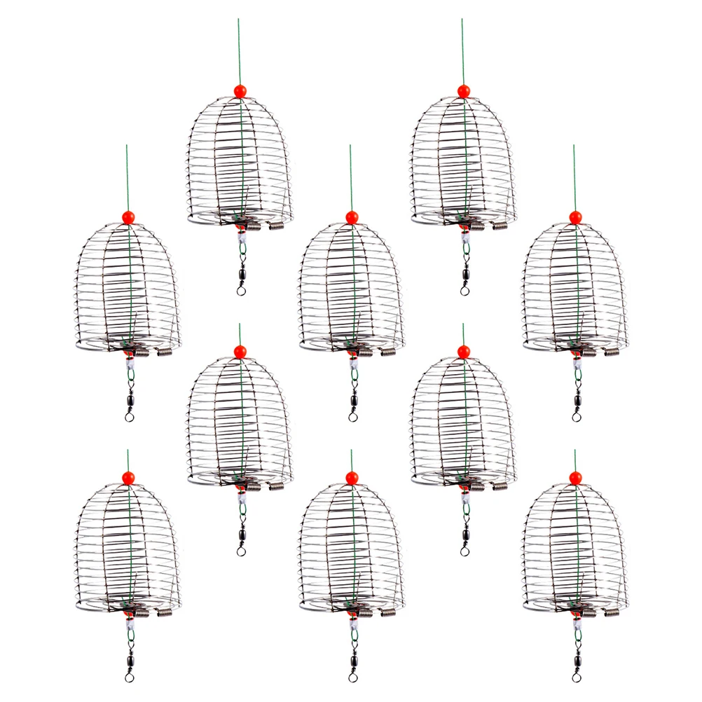 

10PCS Bait Cage Lure Tools Metal Trap Basket Feeder Nest Large Size Durable Rust Resistance Lightweight Compact