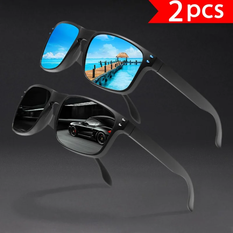 قطعتان، نظارات شمسية عصرية لركوب الدراجات بإطار كامل، ألوان مختلفة، مع أظافر أرز قديمة، للجنسين، تعديل الوجه