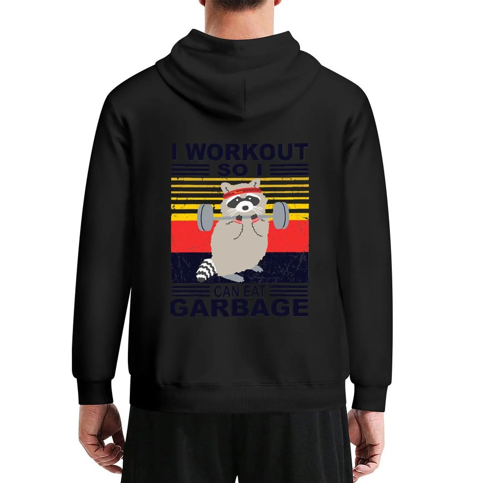 

I workout So I Can Eat Garbage Funny Raccoon Vintage Gym Hoodie mens clothing clothes for men anime clothes anime hoodie