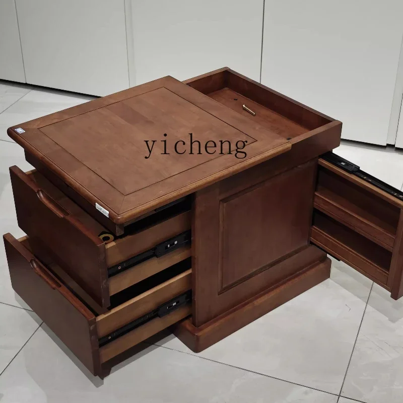 solid wood double hidden compartment double drawer design large capacity bedside storage new Chinese bedside table