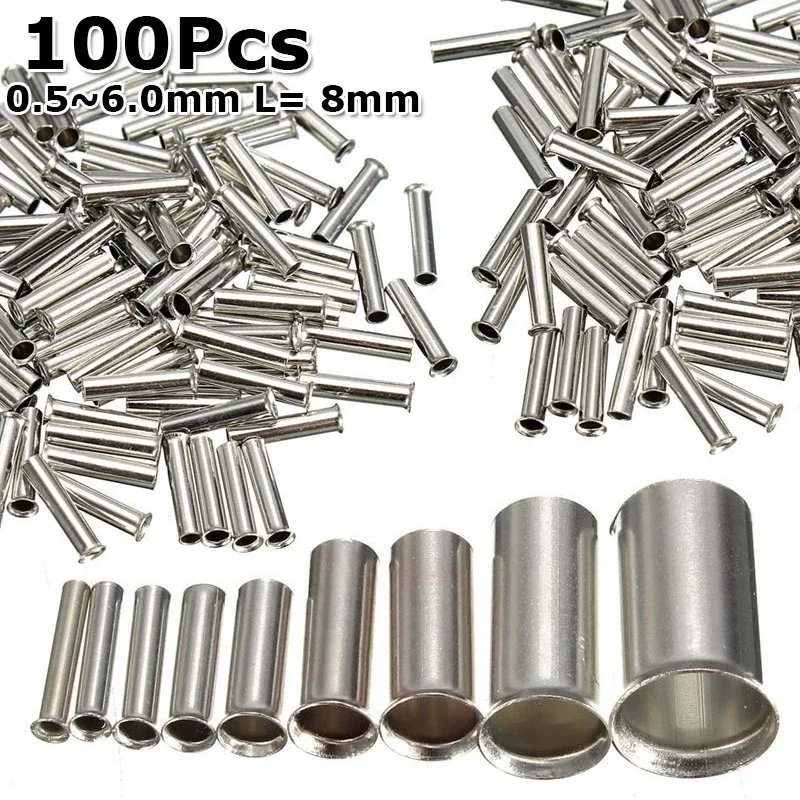 600 قطعة محطة تجعيد غير معزولة من النحاس المطلي بالقصدير 0.5mm2-6.0mm2 حلقات Bootlace نهاية سلك كهربائي موصل كابلات