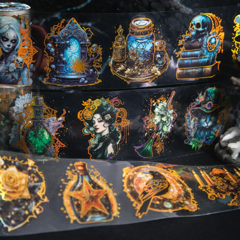 Mr.paper-ホットスタンピングテープ、ゴシックスタイル、風景、装飾コラージュ、フォトフレーム、電話ケース、ノートブック、ロールあたり200cm