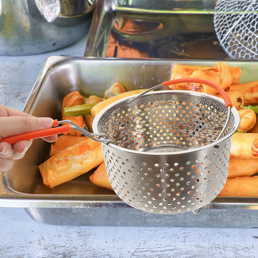 

Stainless Steel Deep Fryer Basket Steaming Frying Cooking Tool for French Fries Chicken Noodles Vegetables Oil Drainage