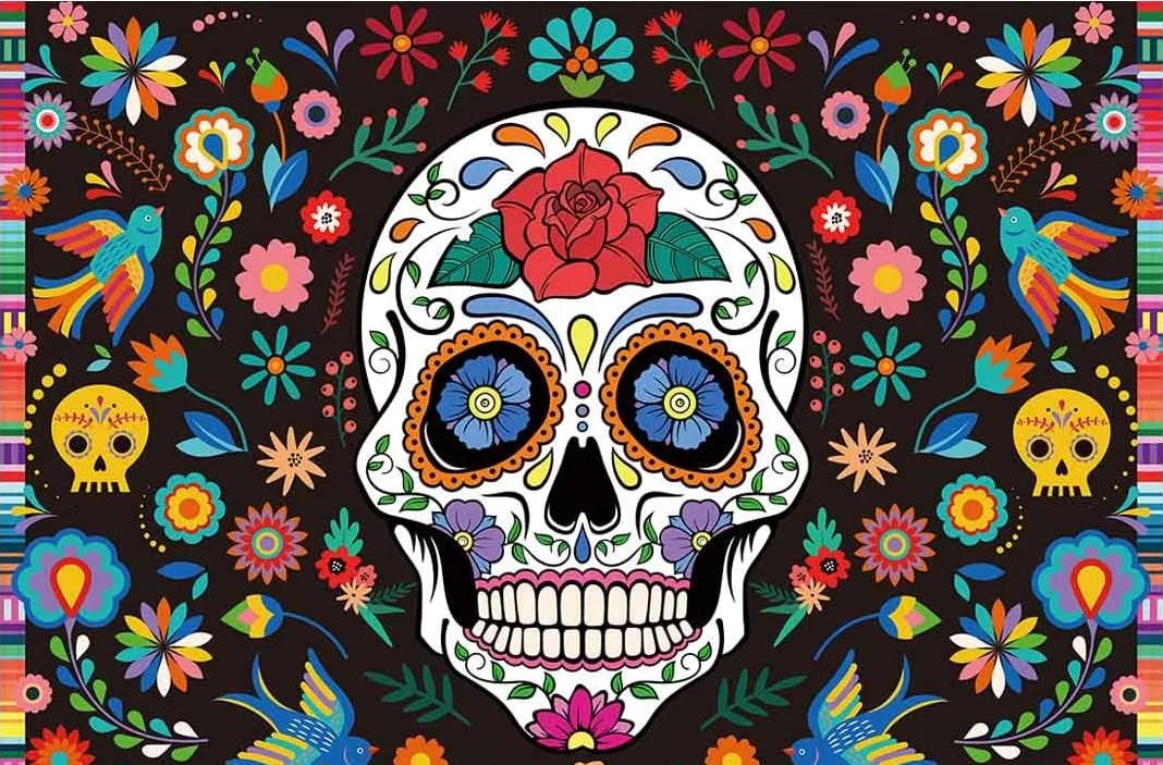 Day of The Dead Backdrop for Mexican Fiesta Sugar Skull Photography Background Dia DE Los Muertos Dress-up Birthday Party Fiesta
