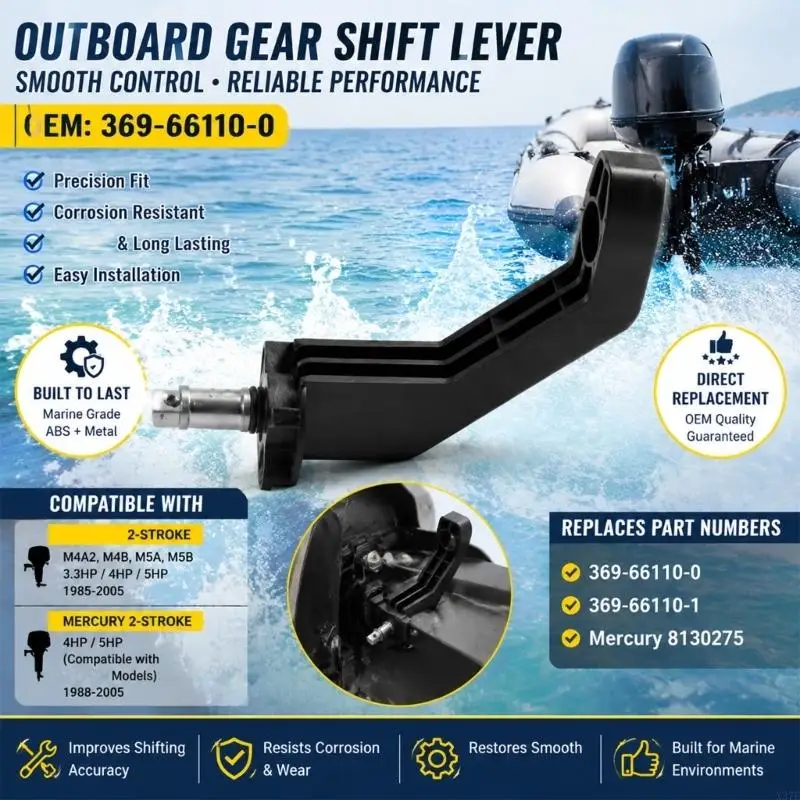 Gear Shifter Lever 369-66110-0 for 2 Strokes 4HP 5HP Manual Forward, Neutral, and Reverse Selection X37F