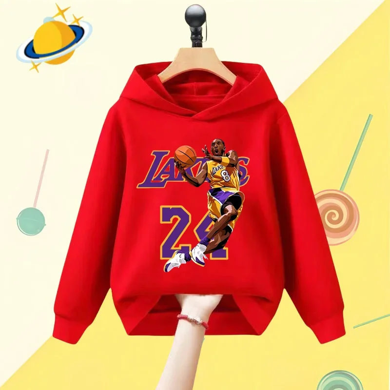 Basketball star Kobe Bryant children's hoodie cartoon print Autumn/Winter long-sleeved sweatshirt Boys and girls miss the eldest