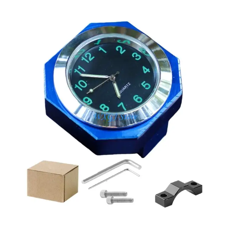 37JE All Weather Resistant Motorcycle Dashboard Gauge Time Display Device Metal Octagonal Clock Simple Installation Design