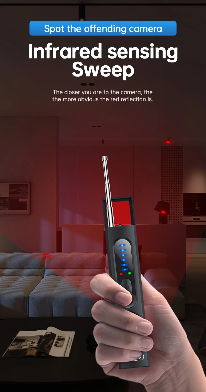 Detector eletrônico de câmera escondida, Bug Sweeper, Detecção de sinal RF, Detector multifuncional, Home Office e Travel Security