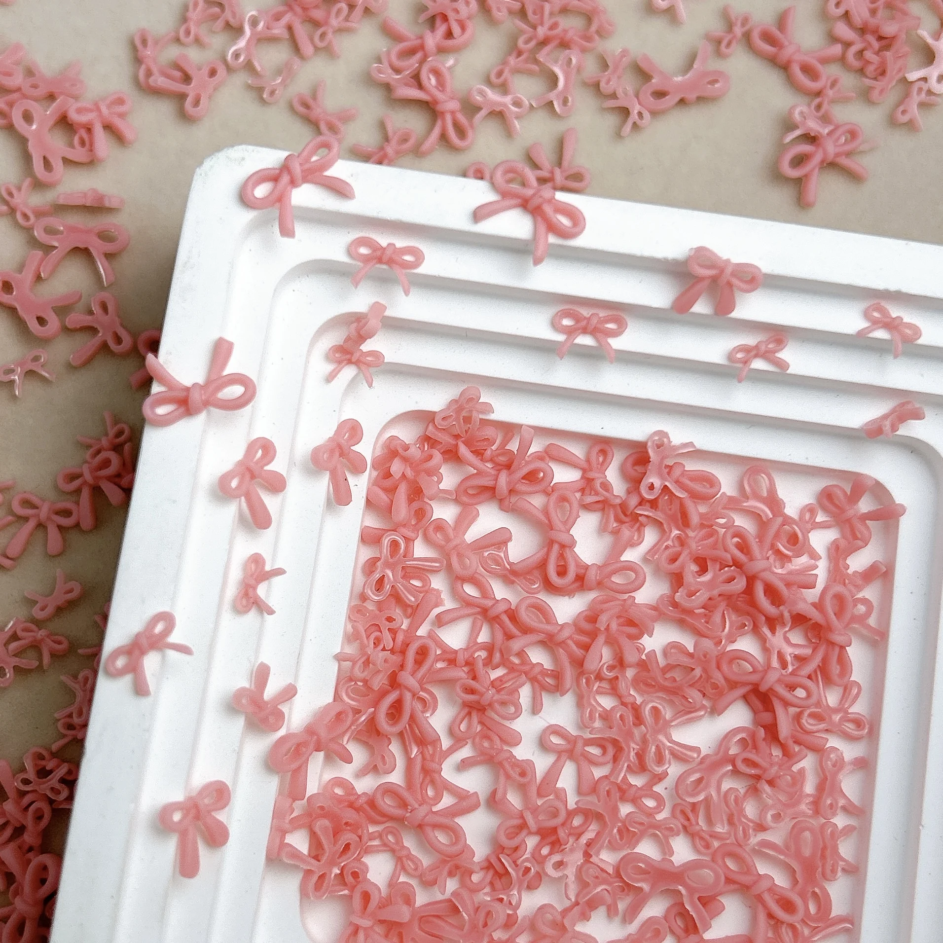 50 pçs 3d oco linha arcos encantos de unhas minimalista doce rosa bowknots resina decorações da arte do prego para diy manicure suprimentos