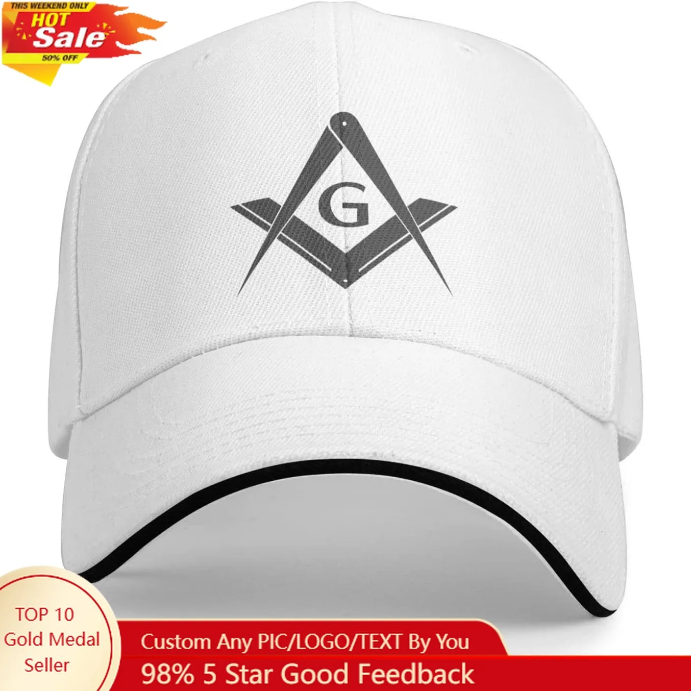 

Masonic Gifts White Baseball Cap Men Women Adjustable Plain Dad Hats Low Profile Solid Ball Cap