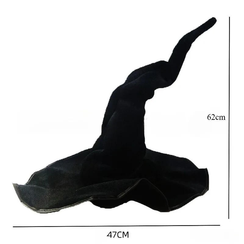 Sombrero de bruja de Halloween, sombrero de terciopelo negro, sombrero de bruja, sombrero giratorio de mago, suministros y accesorios para disfraces de fiesta, nueva tendencia 2025