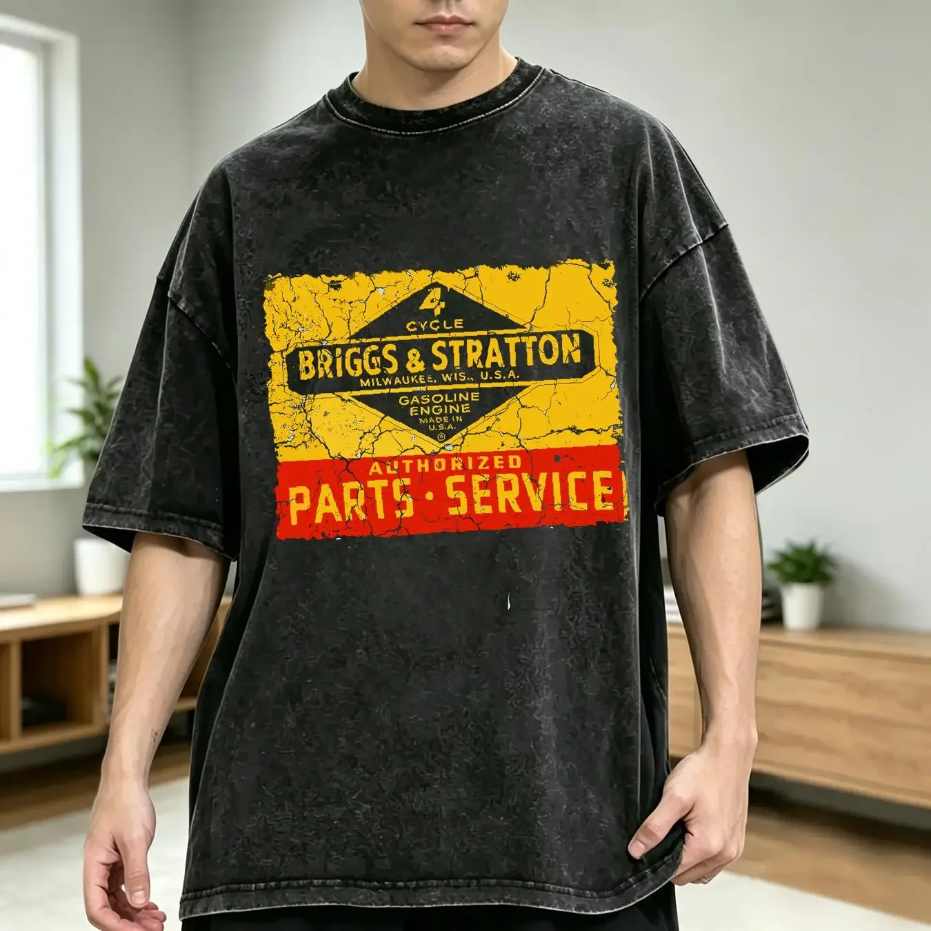 washed T Shirt Best Match Briggs Stratton 2 logo Classic Premium Man Woman Size S 5XL vintage Washed Soft Comfortable Casual