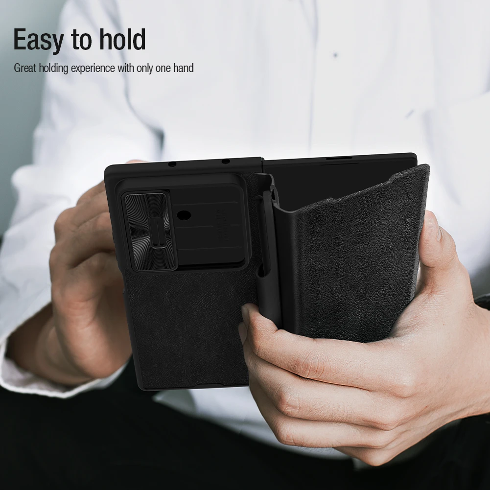 สําหรับ Samsung Galaxy Z พับ 7 5G กรณี NILLKIN Qin Pro ฝาครอบหนังพร้อม S ปากกาการ์ดสําหรับ Samsung Z พับ 7 กรณี