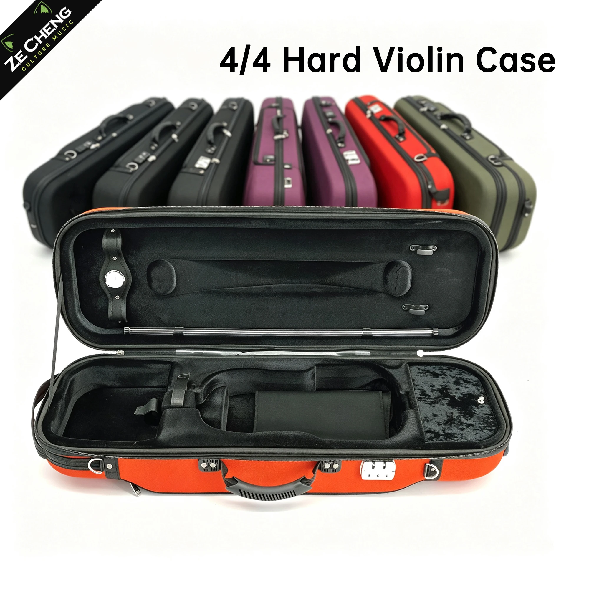 High-End Violin Case 4/4 with Hygrometer, Oxford Cloth Outer Shell, Velvet Lining, Multiple Colors Available